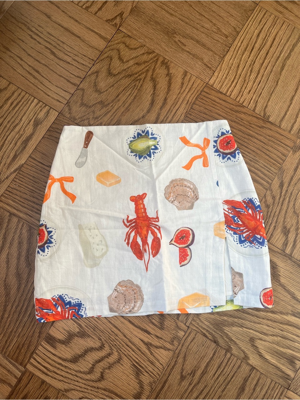 White Nautical Print Mini Skirt